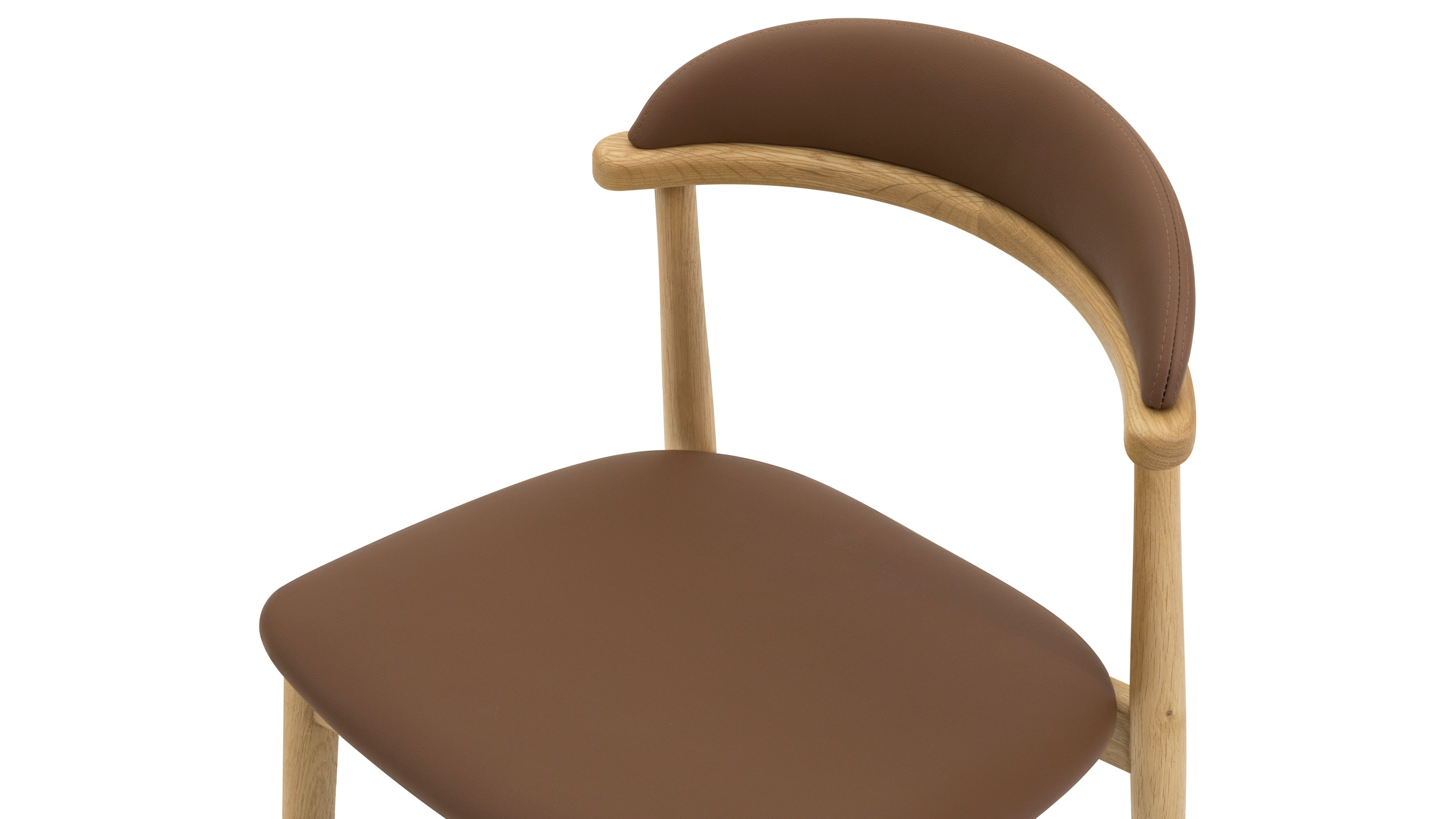 Count On Me Armless Dining Chair (Set of Two), Oak, Brown Seat - Image 5