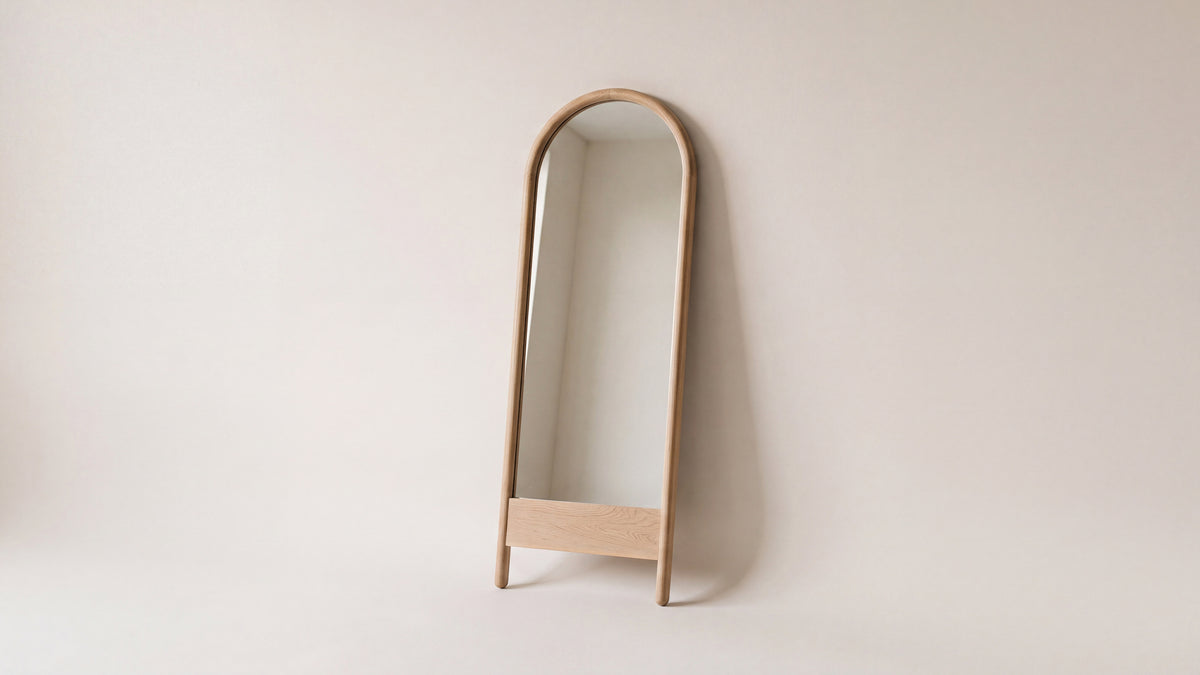 Harbour Mirror, Arched, Pale Oak