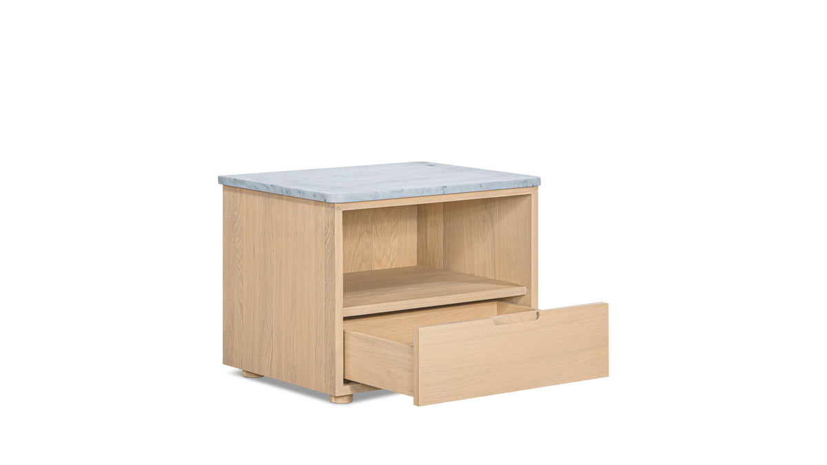 Harbour Nightstand, Pale Oak/Carrara Marble