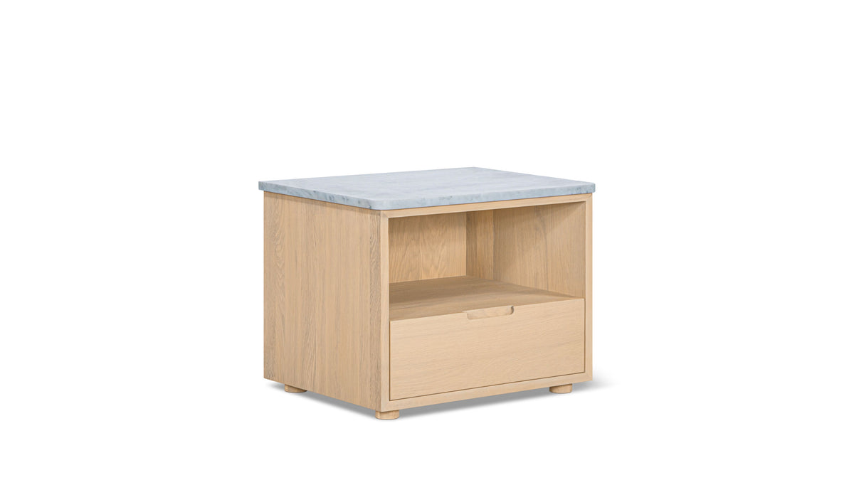 Harbour Nightstand, Pale Oak/Carrara Marble