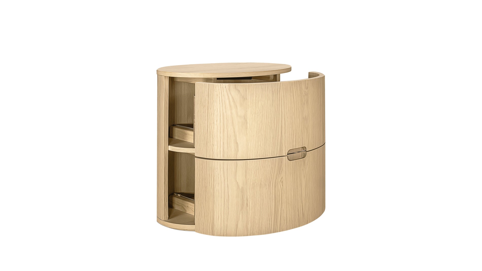 Go Round Nightstand, Tall, White Limed Oak_image