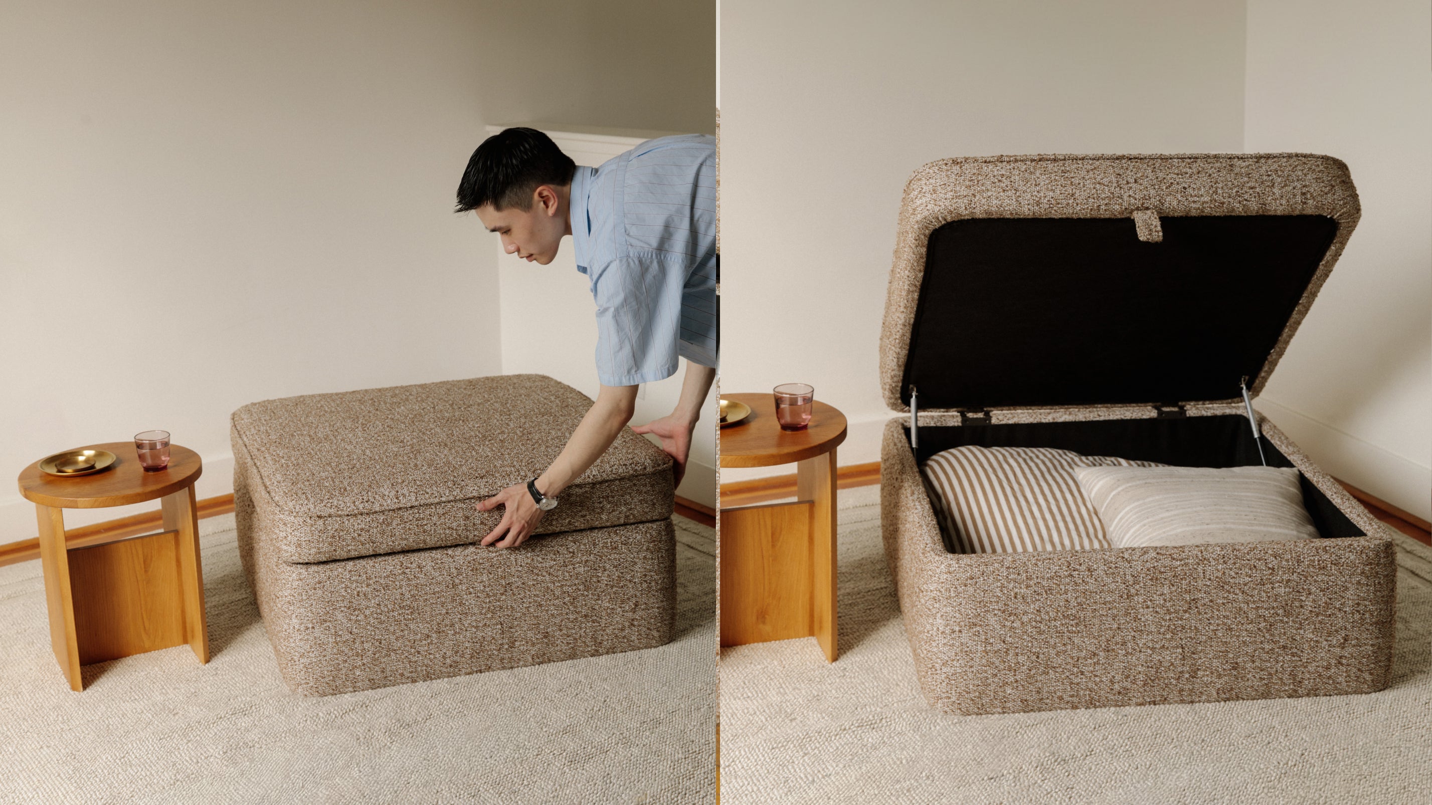 Pod Storage Ottoman, Large, Latte