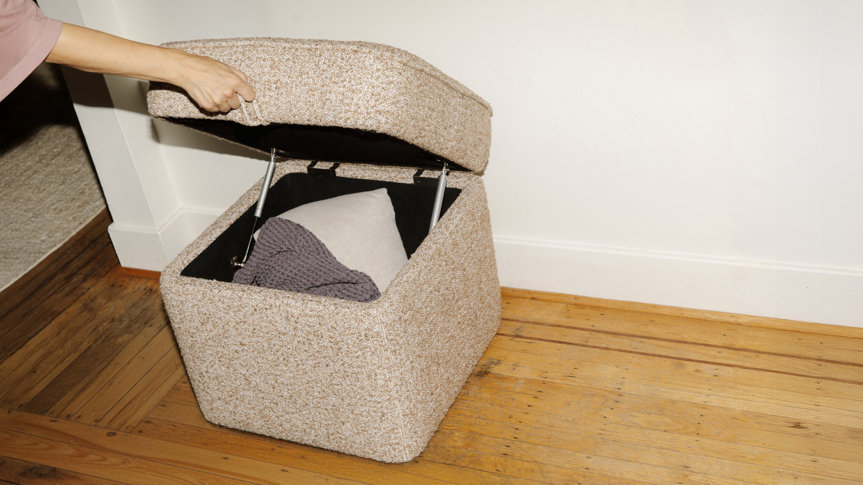 Pod Storage Ottoman, Small, Latte