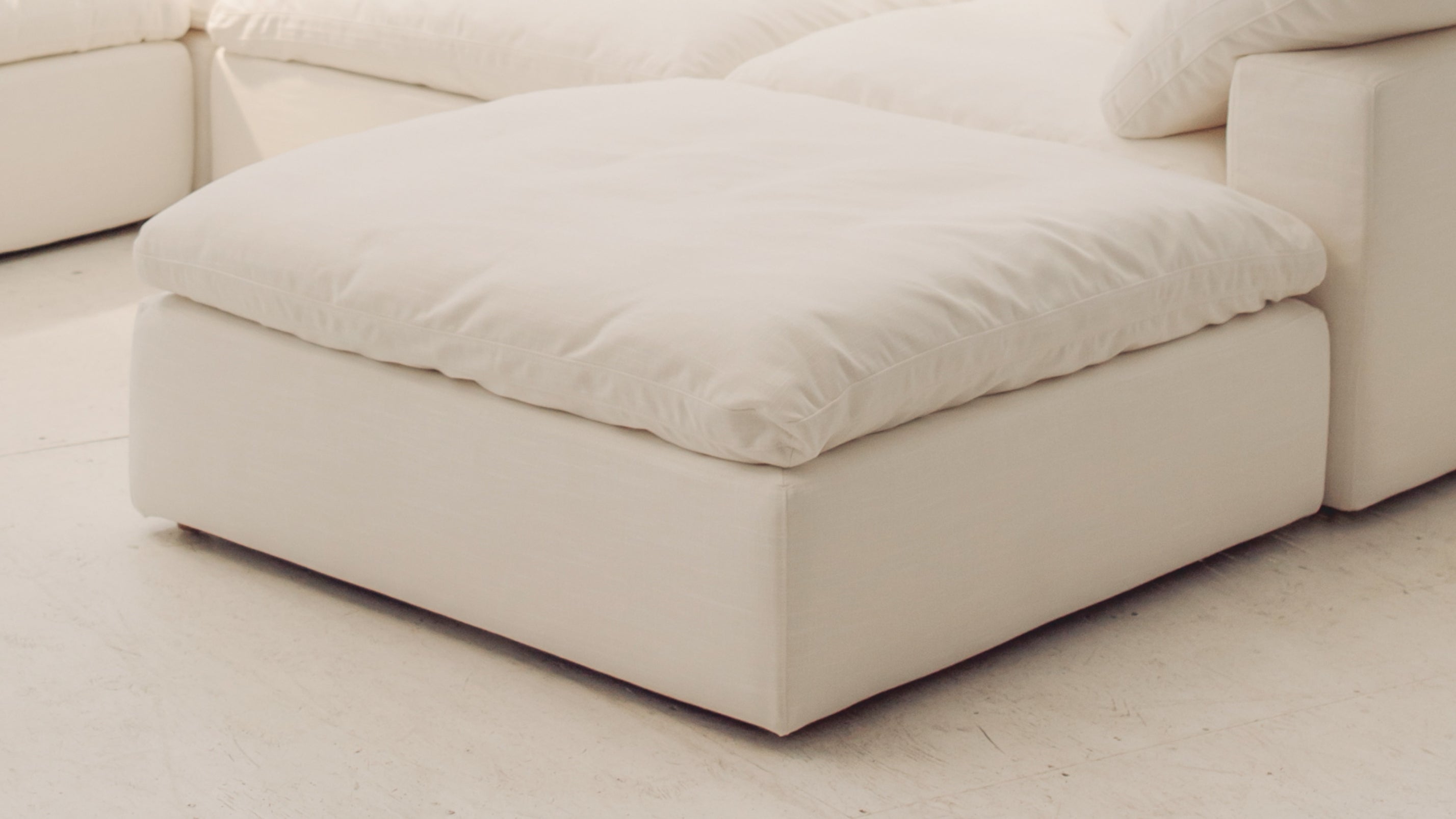 Movie Night™ Ottoman, Standard, Cream Linen