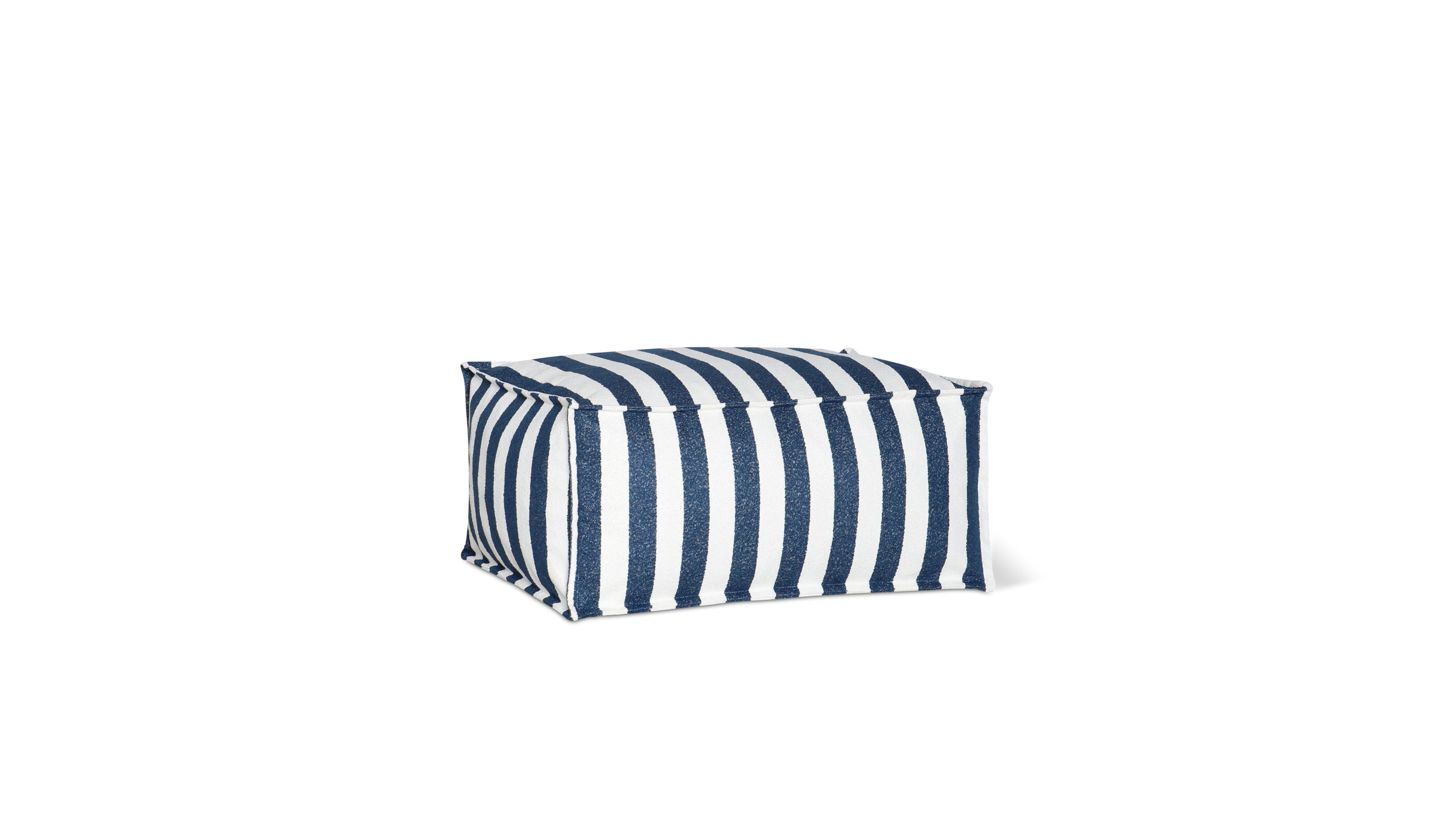 Make Waves Outdoor Ottoman, Ocean Stripe