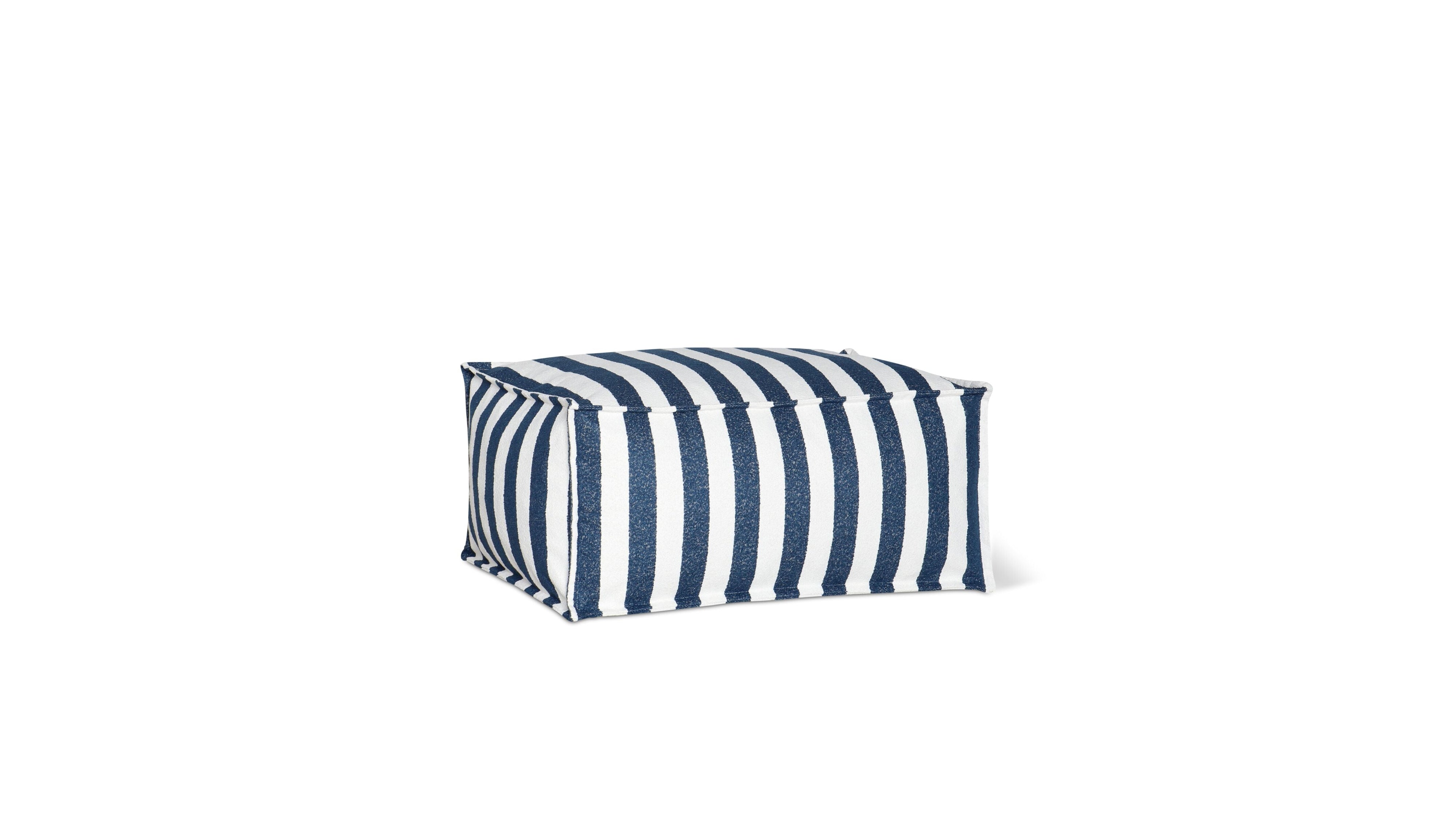 Make Waves Outdoor Ottoman, Ocean Stripe