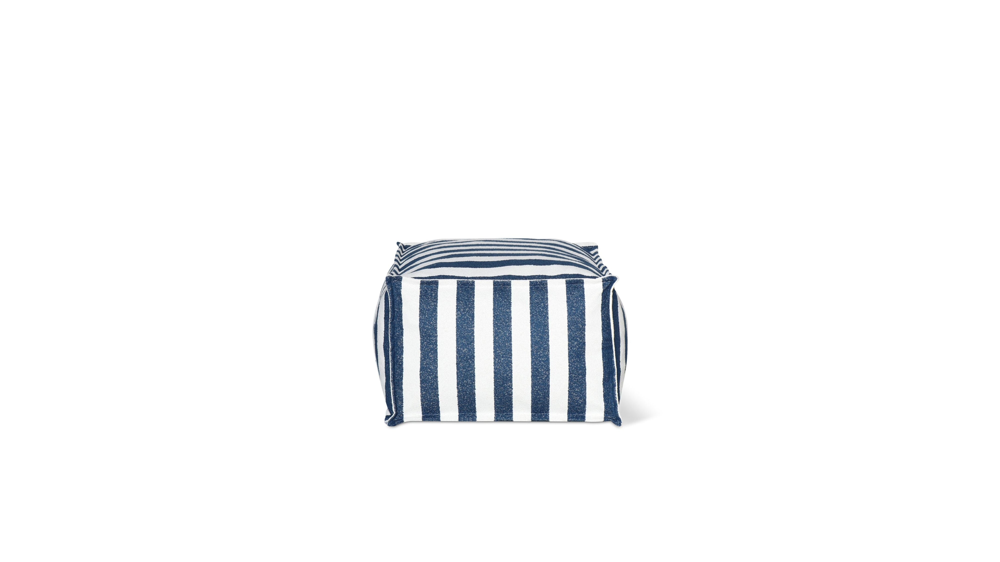 Make Waves Outdoor Ottoman, Ocean Stripe