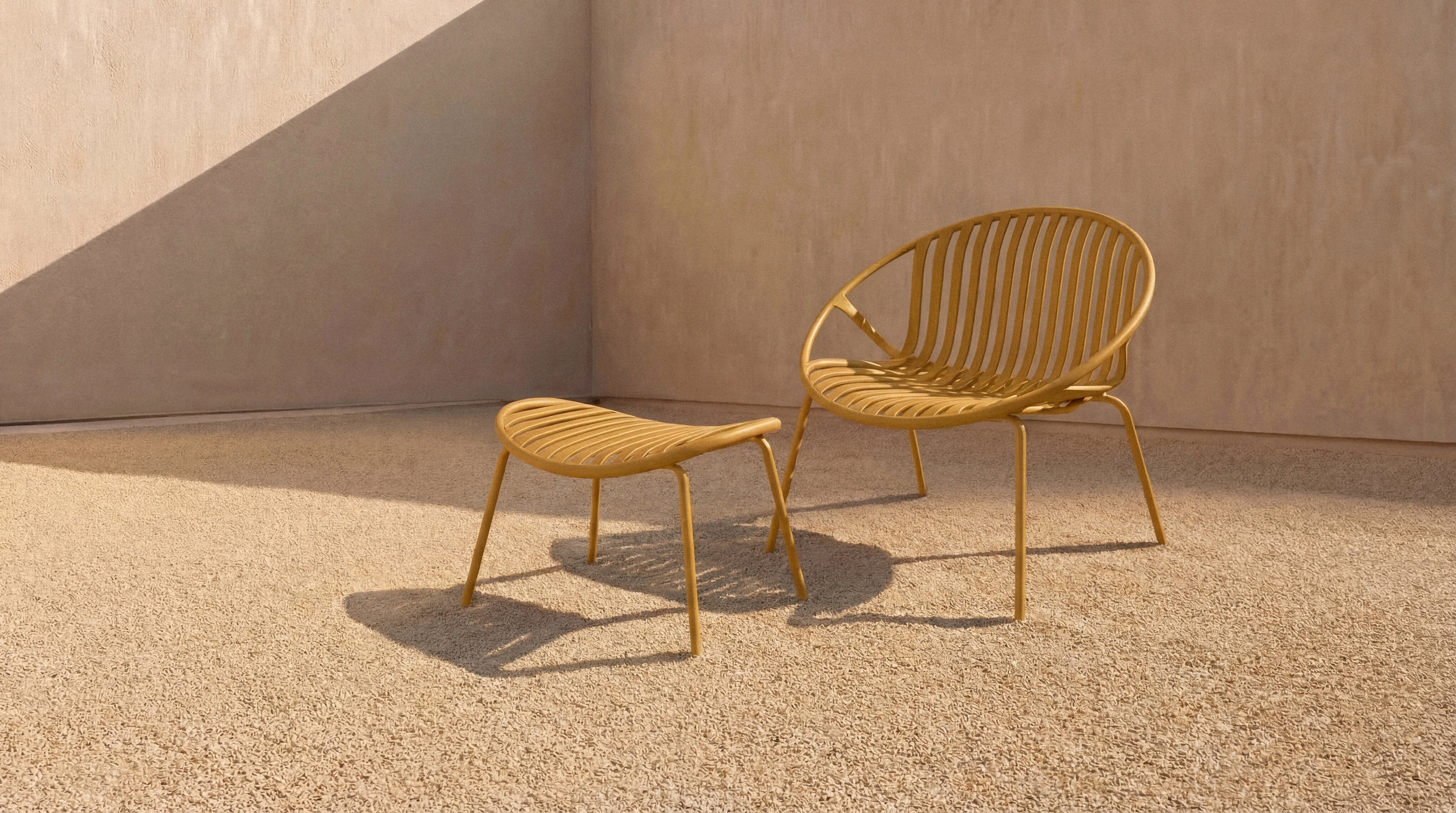 Golden Hour Outdoor Ottoman (Set of Two), Lemon
