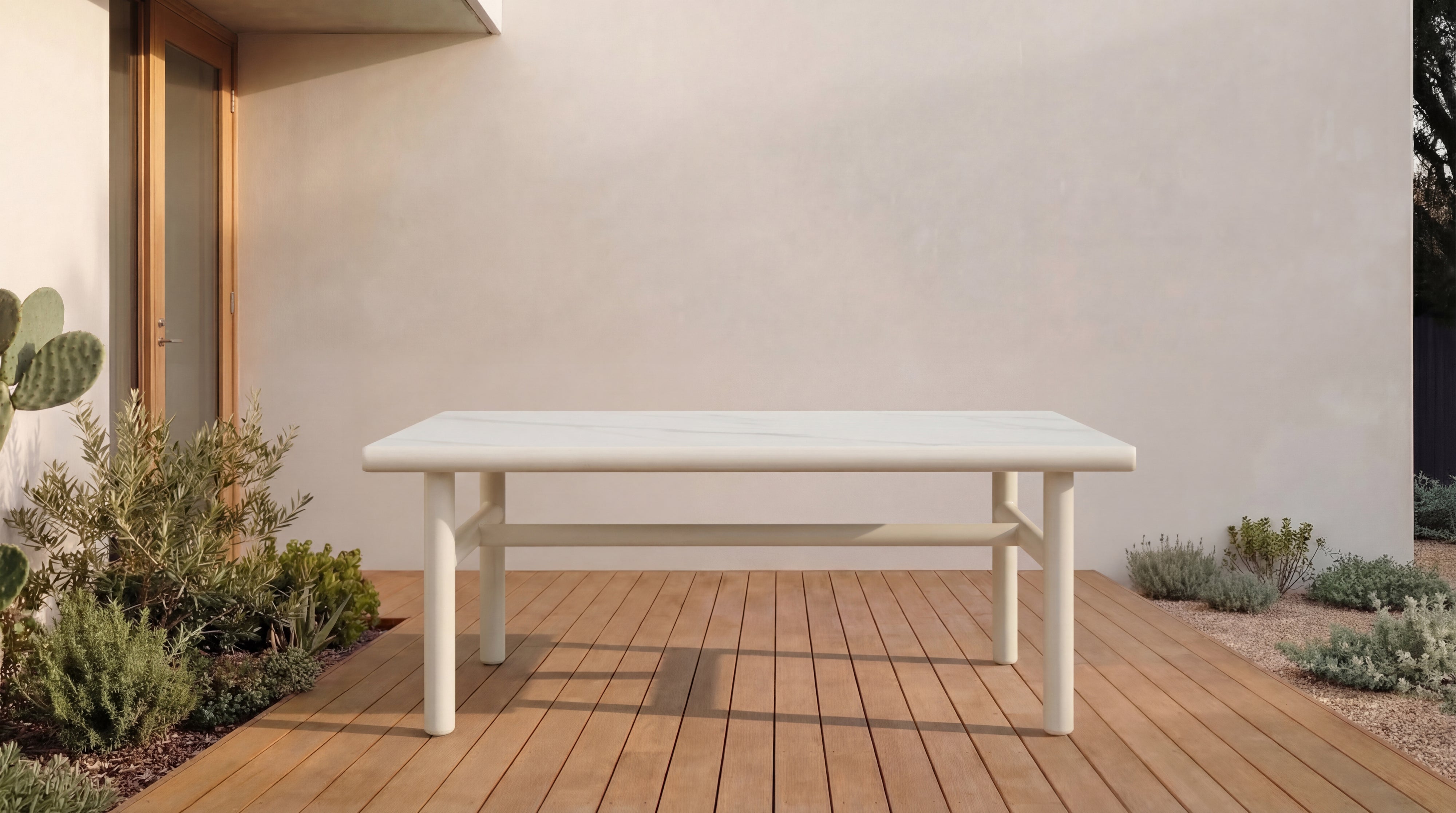 Long Weekend Outdoor Dining Table, Ivory