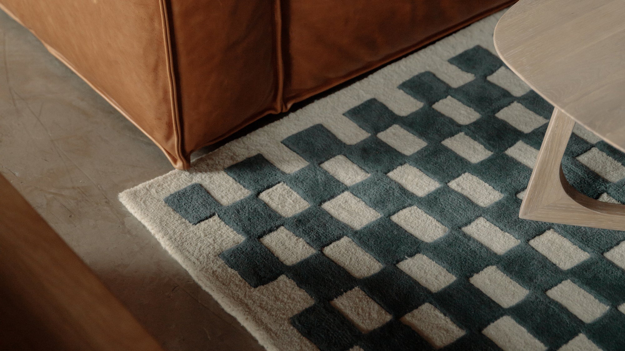 Checkers Rug x Scott Sueme, 8x10, Teal