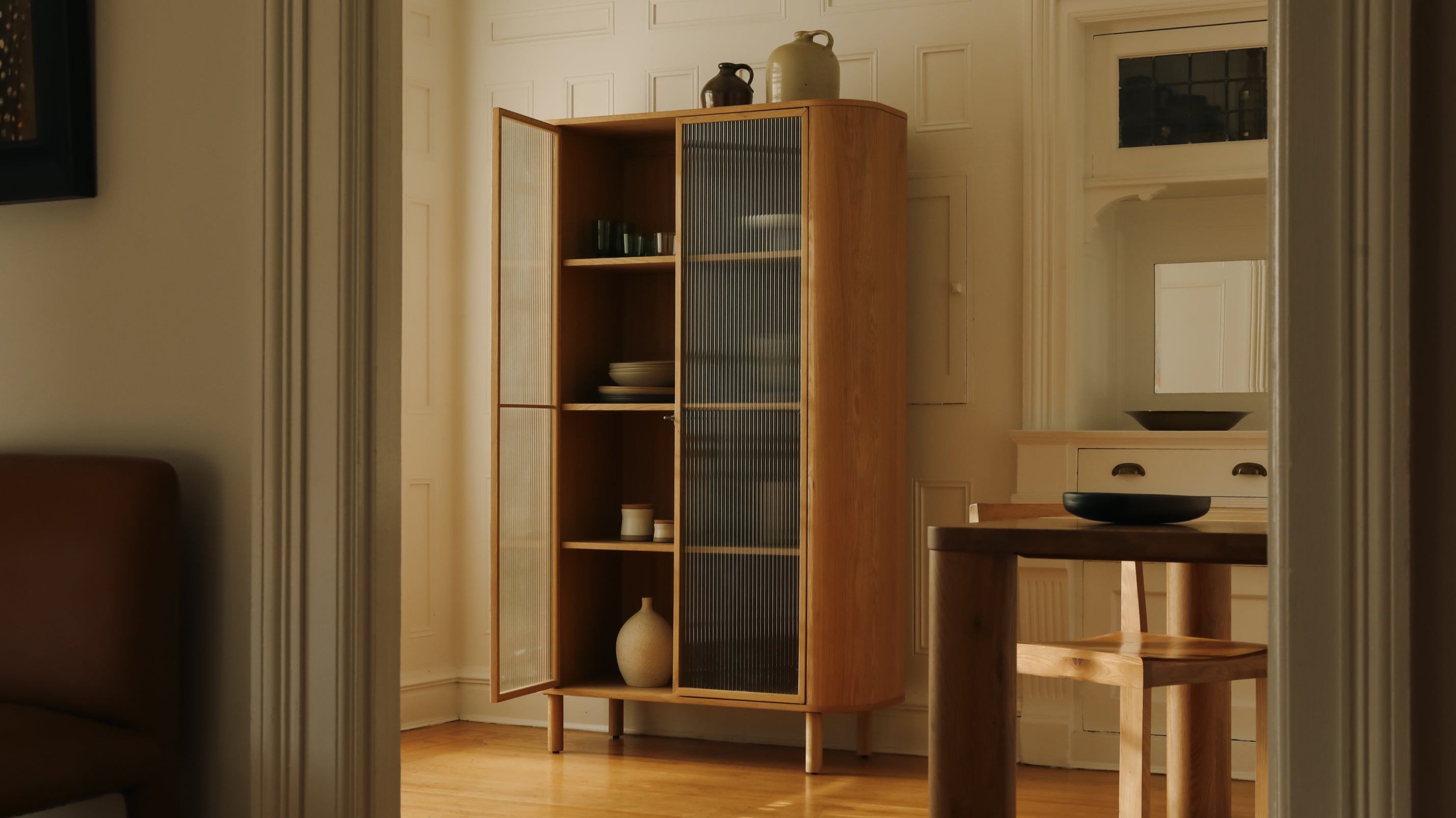 Showcase Cabinet, White Oak