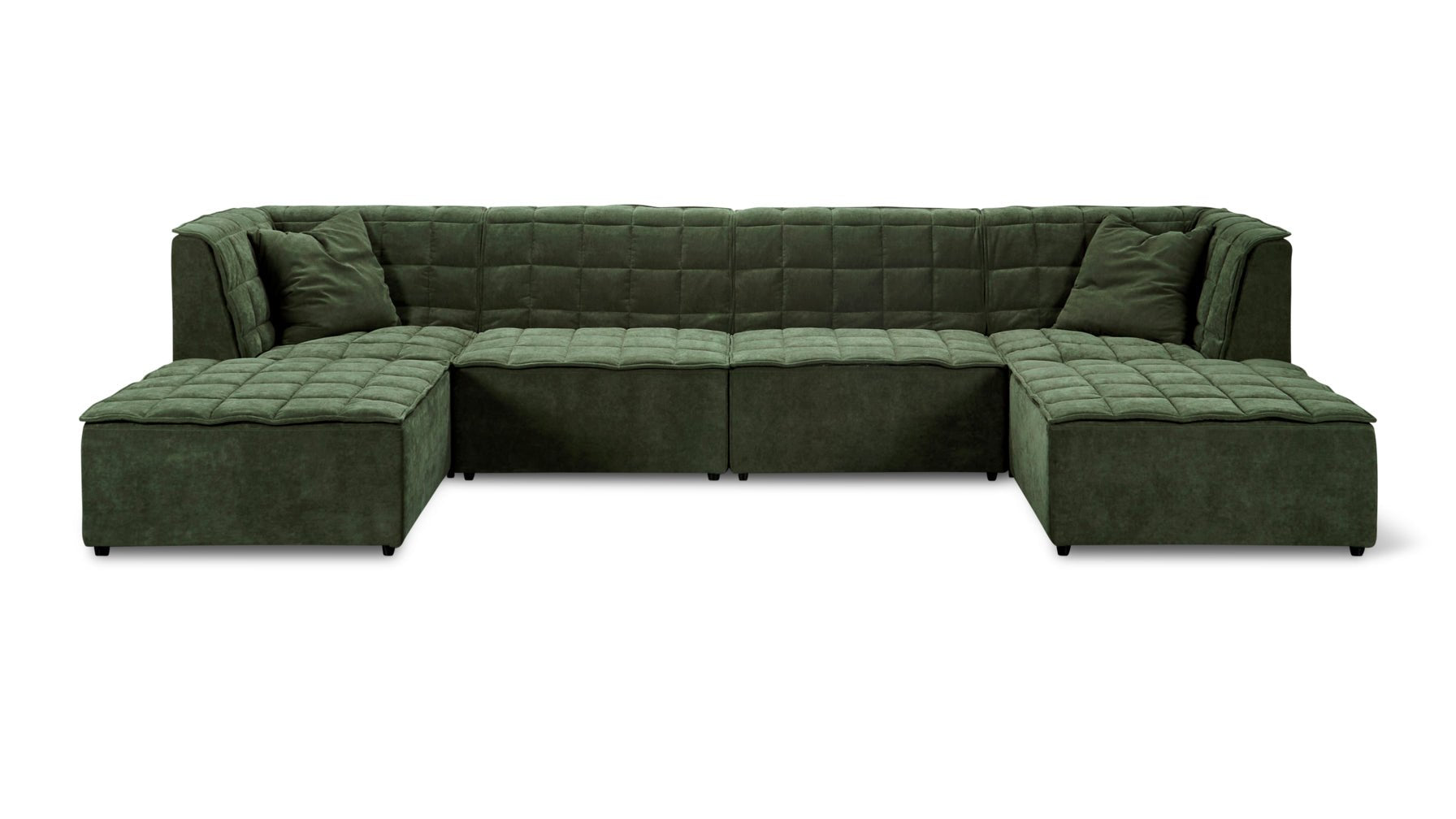 Quilt 6-Piece Modular U-Shaped Sectional, Moss - Image 1