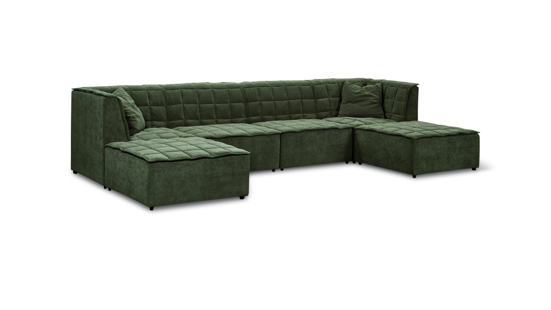 Quilt 6-Piece Modular U-Shaped Sectional, Moss_image