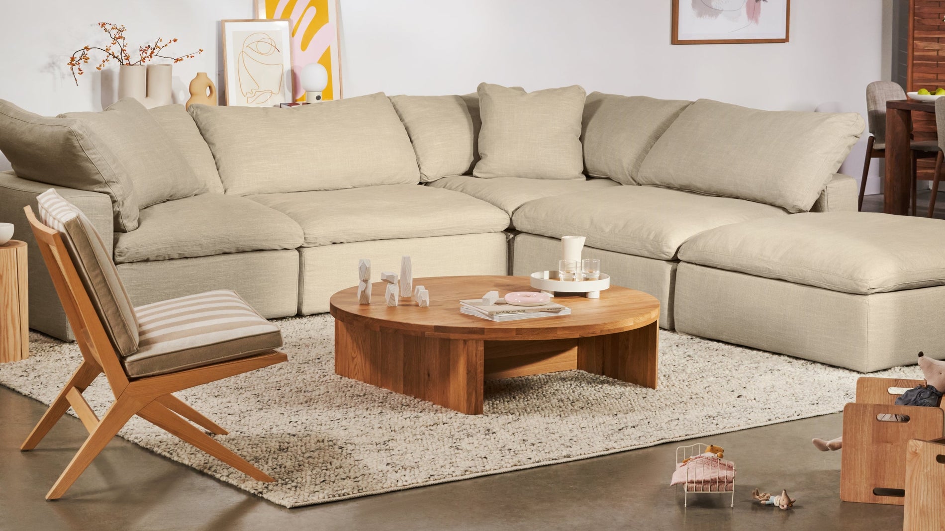 Movie Night™ 4-Piece Modular Sectional Closed, Large, Light Pebble_image