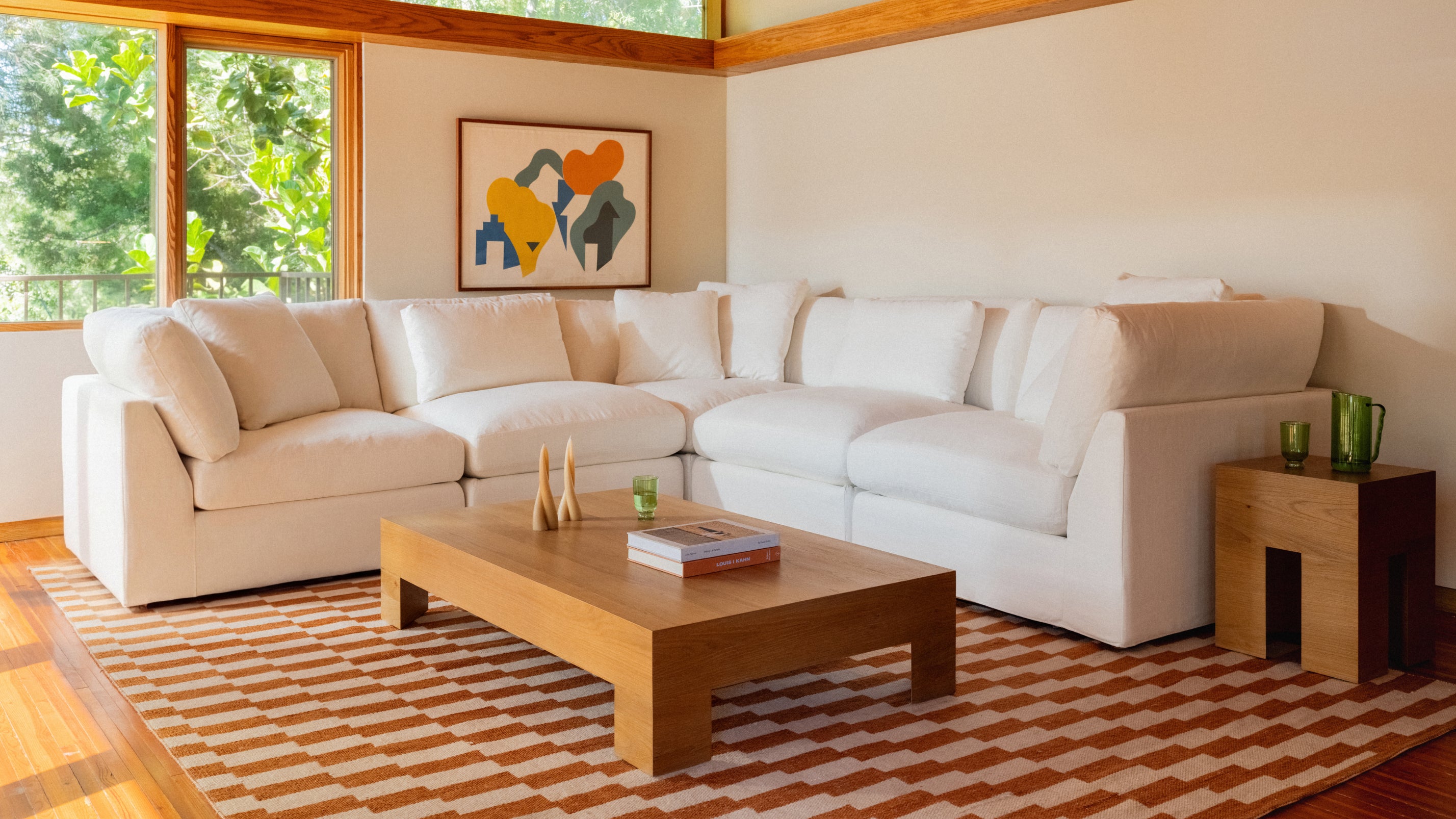 Get Together™ 5-Piece Modular Sectional Closed, Large, Cream Linen
