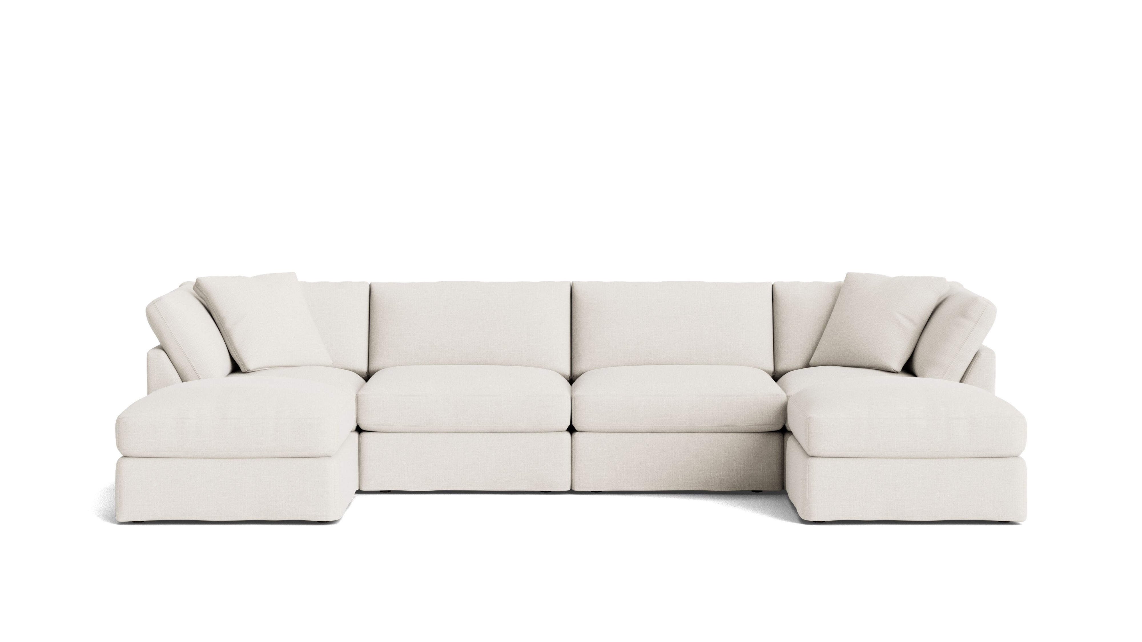 Get Together™ 6 - Piece Modular U - Shaped Sectional, Standard, Cream Linen - Sundays Company CanadaSEC-YJ-045-018