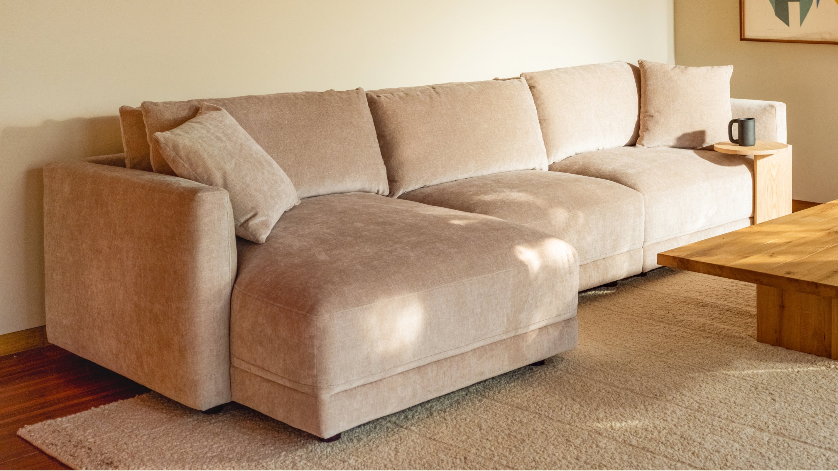 Soft Spot 3 - Piece Modular Sectional Left, Cashew - Sundays Company CanadaSEC-YJ-057-194
