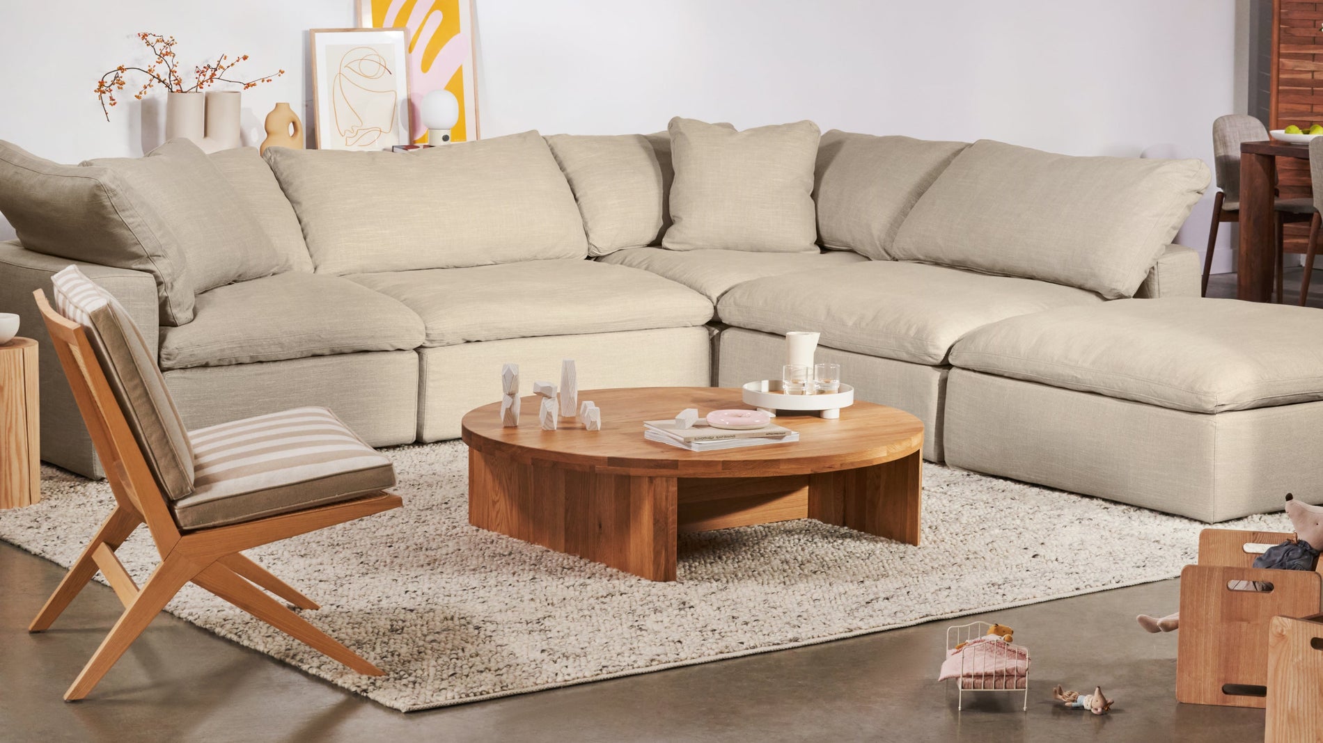 Movie Night™ 5-Piece Modular Sectional, Large, Light Pebble_image