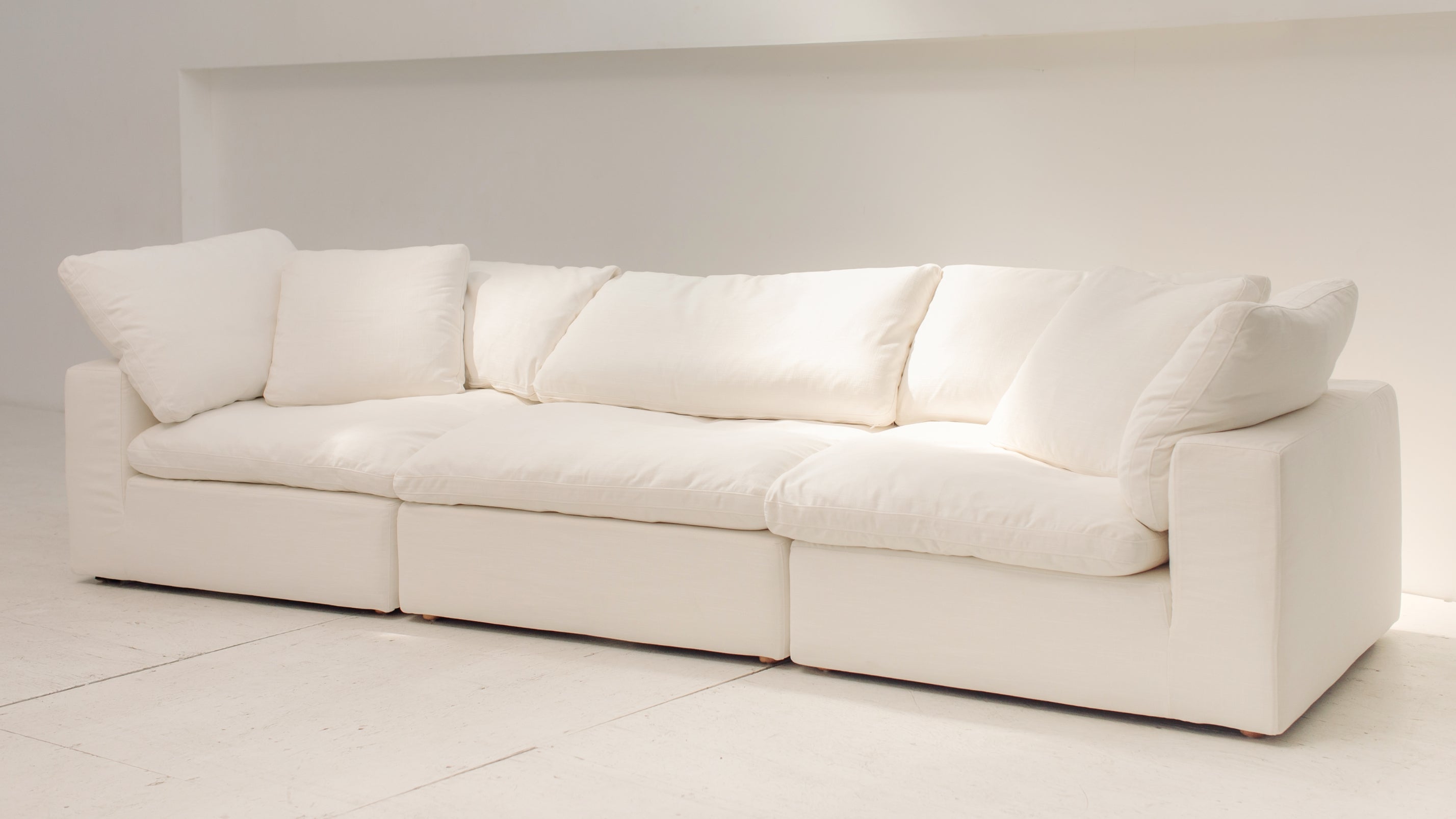 Movie Night™ 3-Piece Modular Sofa, Large, Cream Linen