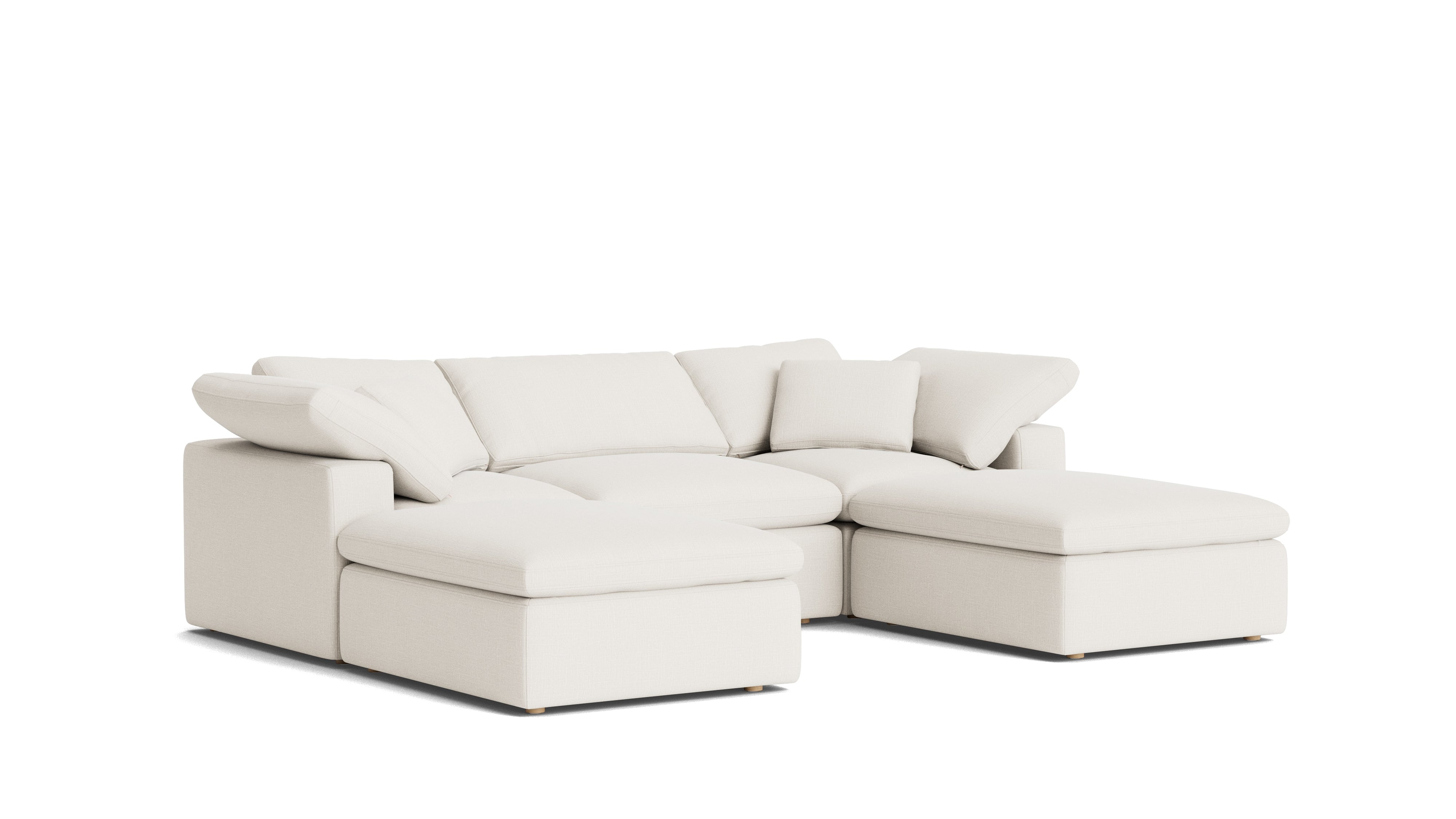 Movie Night™ 5 - Piece Modular U - Shaped Sectional, Standard, Cream Linen - Sundays Company CanadaSEC-YJ-916-018