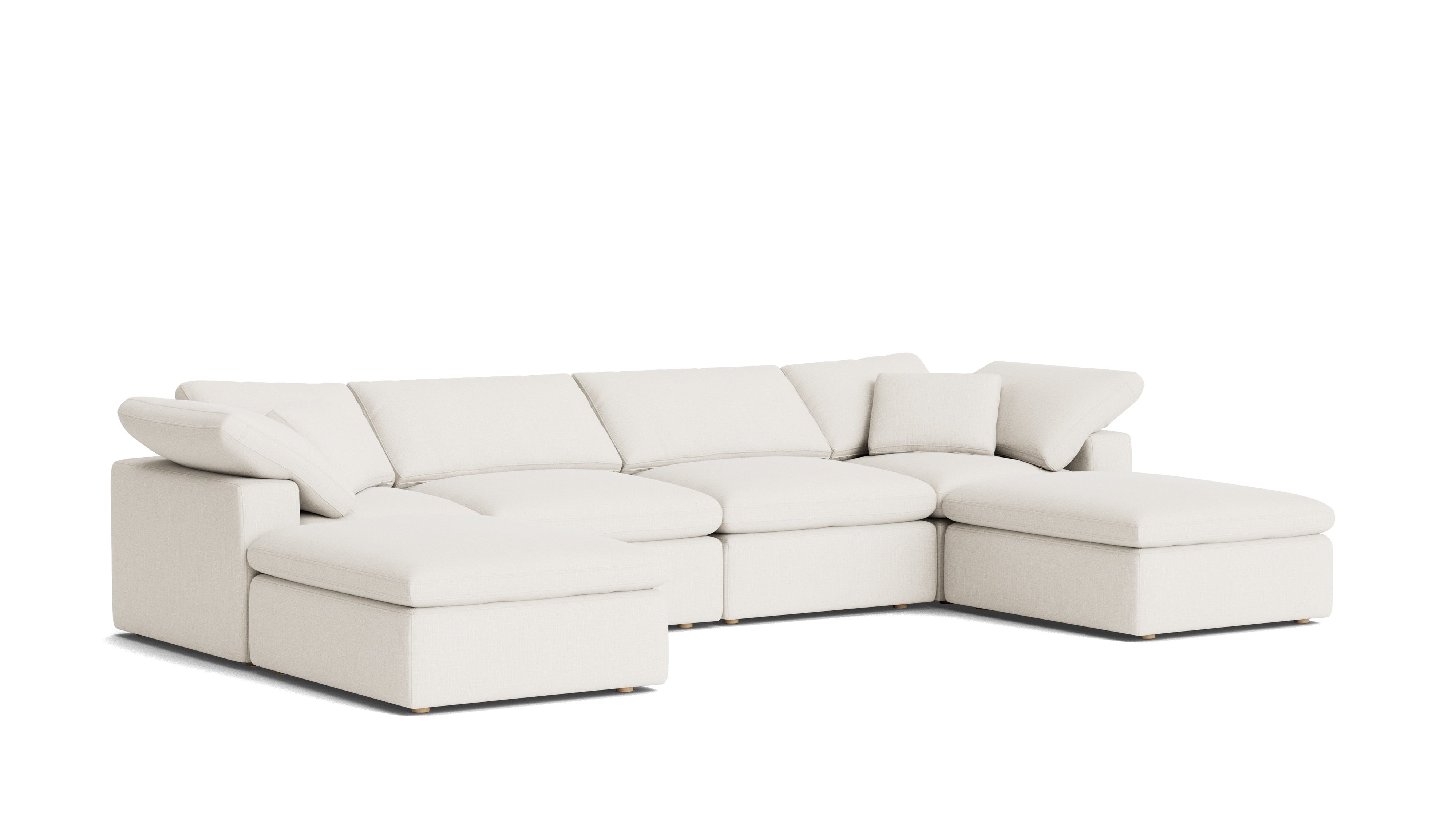 Movie Night™ 6-Piece Modular U-Shaped Sectional, Standard, Cream Linen