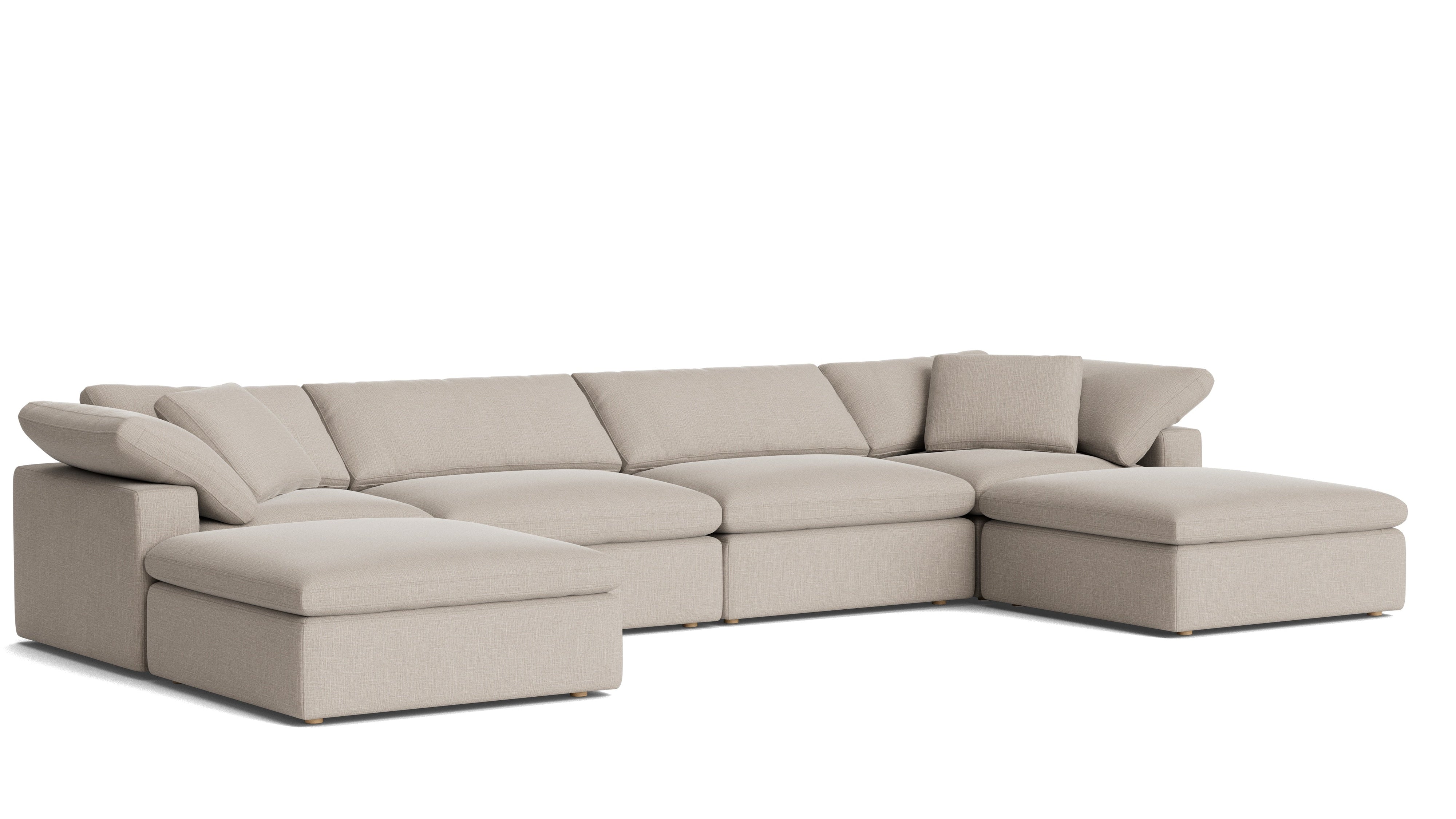Movie Night™ 6-Piece Modular U-Shaped Sectional, Large, Light Pebble