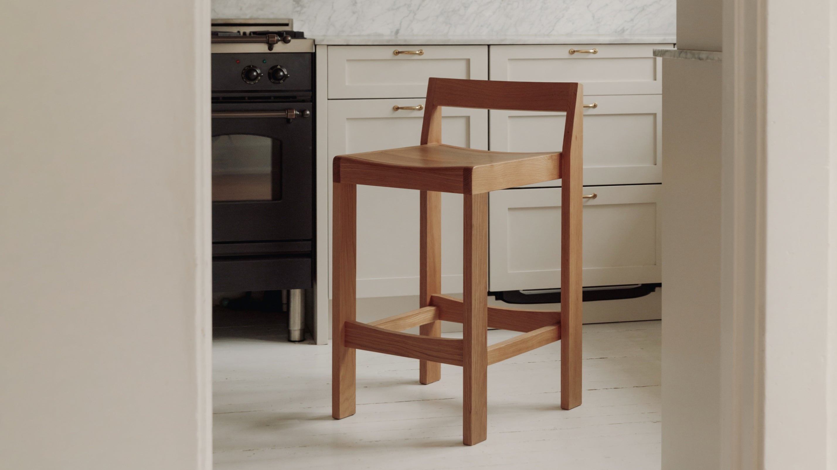 Plane Stool, Counter, Oak