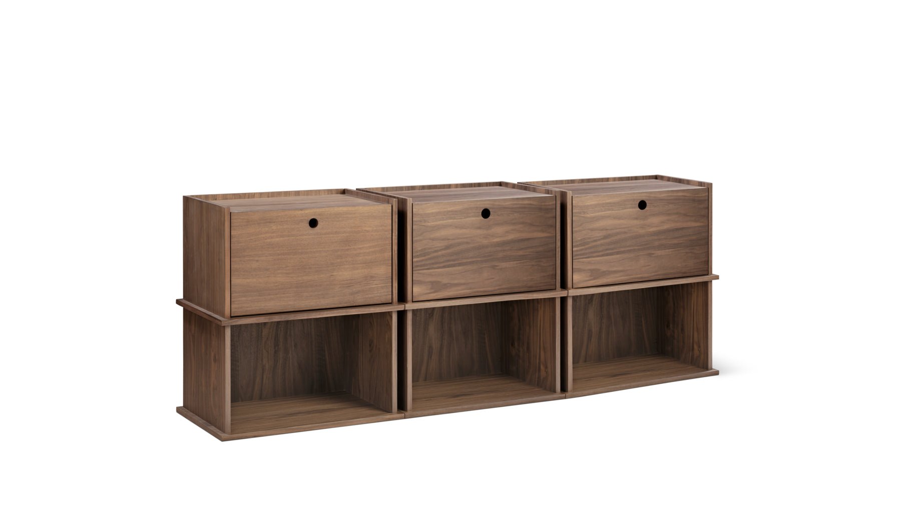 Keep Stacking Storage System 6-Piece, Open and Closed, Walnut_image