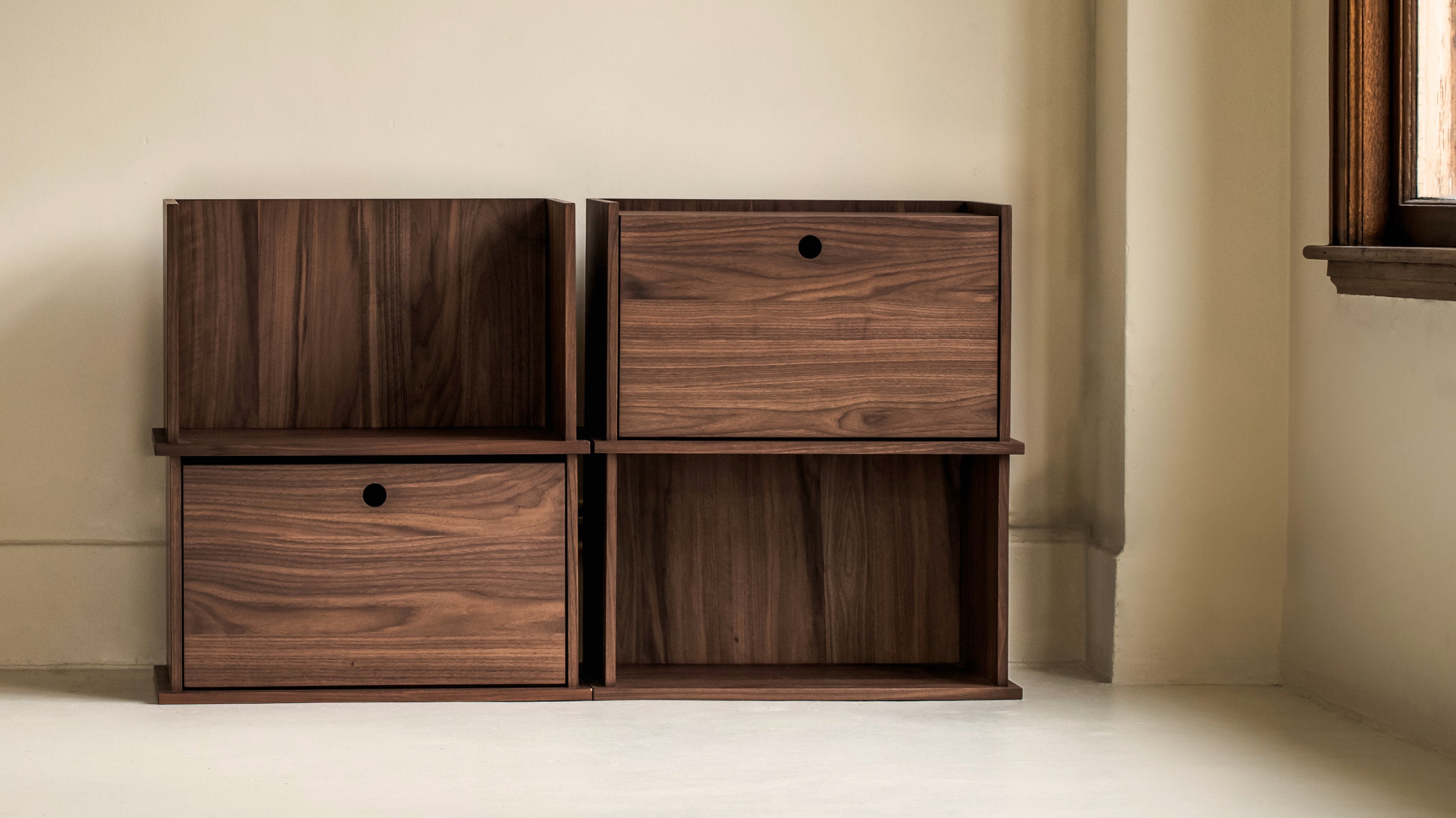 Keep Stacking Storage System 4 - Piece, Open and Closed, Walnut - Sundays Company CanadaSTO-YR-030-003