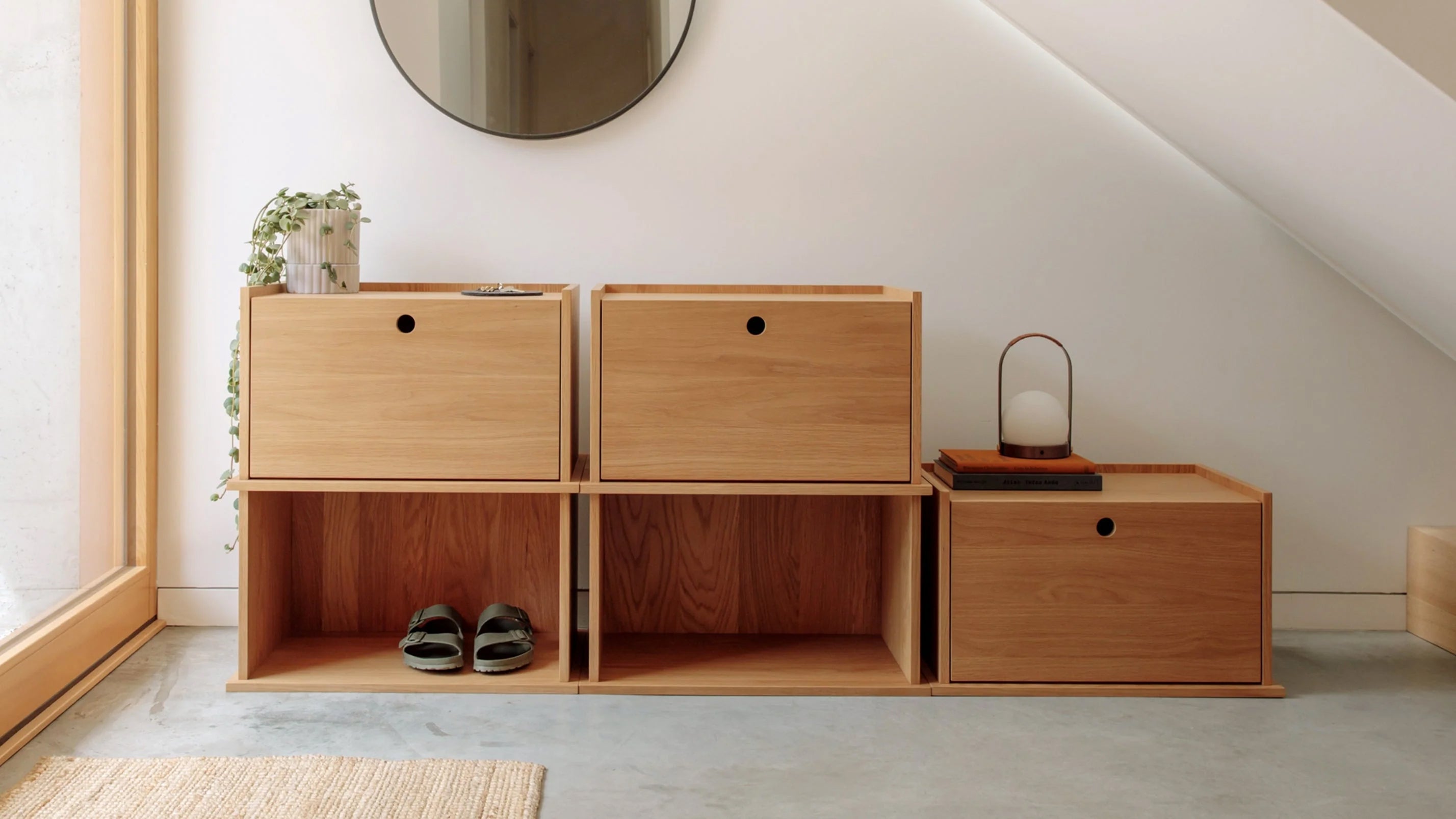 Keep Stacking Storage System 6-Piece, Open and Closed, White Oak