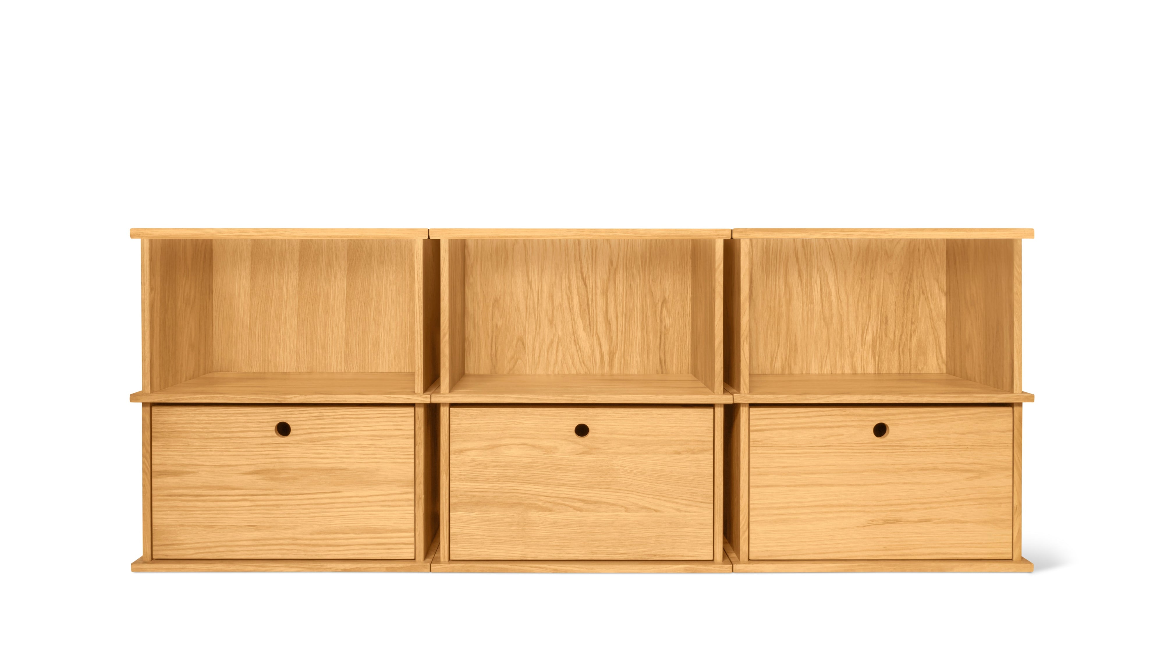 Keep Stacking Storage System 6-Piece, Open and Closed, White Oak