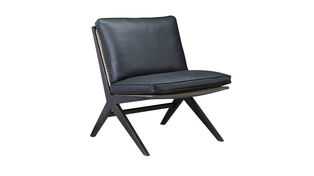 Black leather occasional online chair