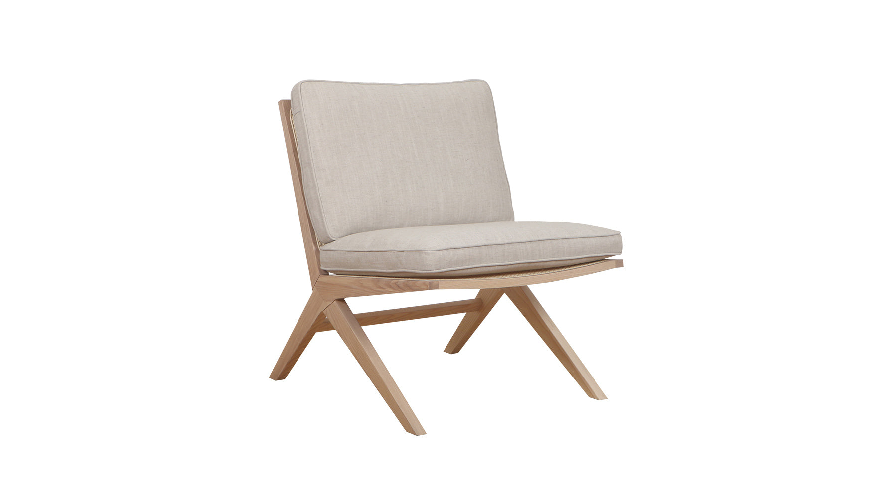 Endless Summer Lounge Chair with Cushion, White Ash/Natural Fabric 