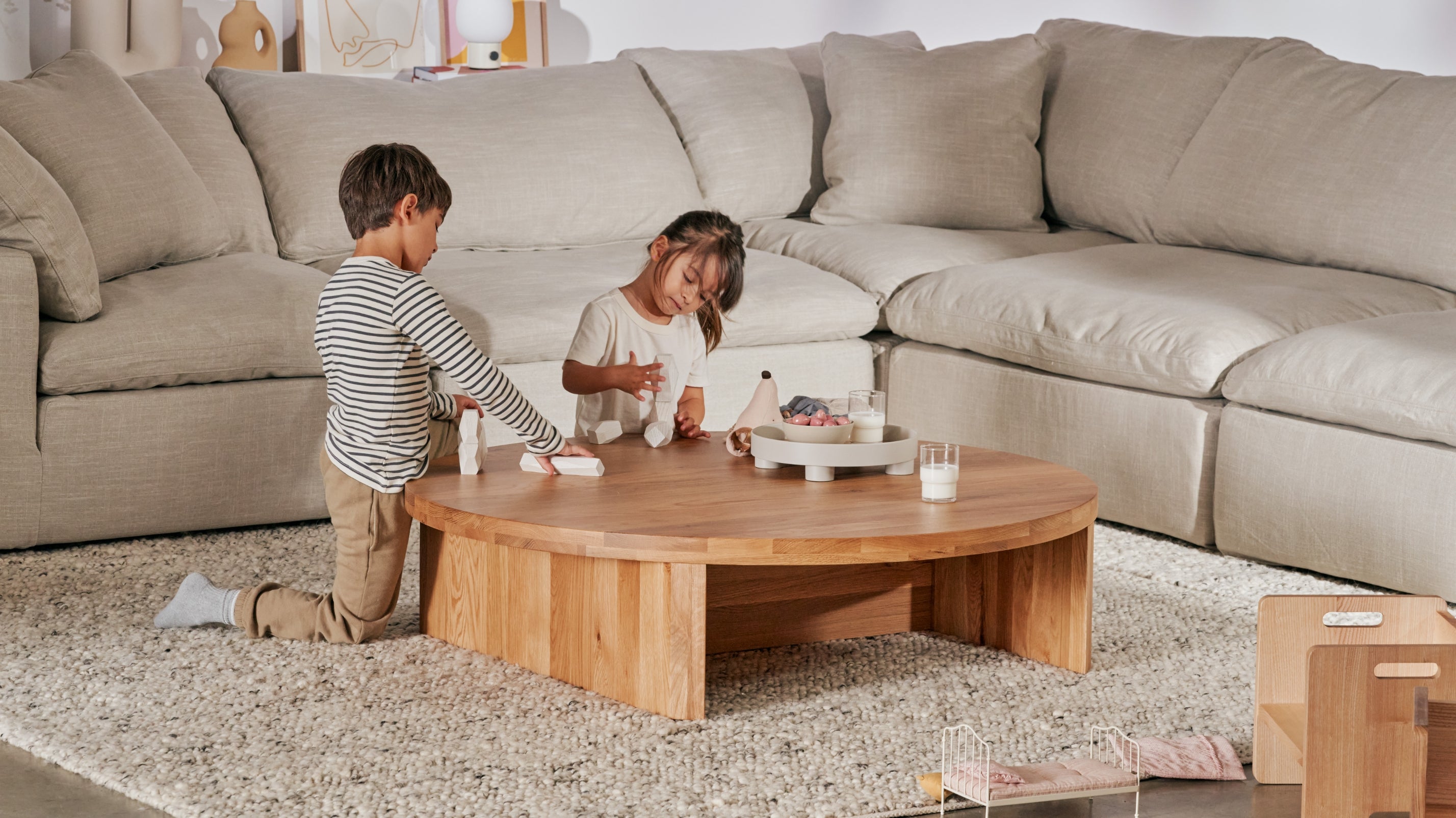 White oak coffee table deals with storage